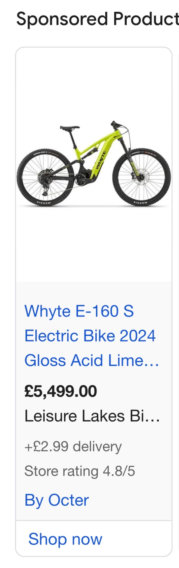 Whyte E-160 S 2024 750wh Small 550 miles