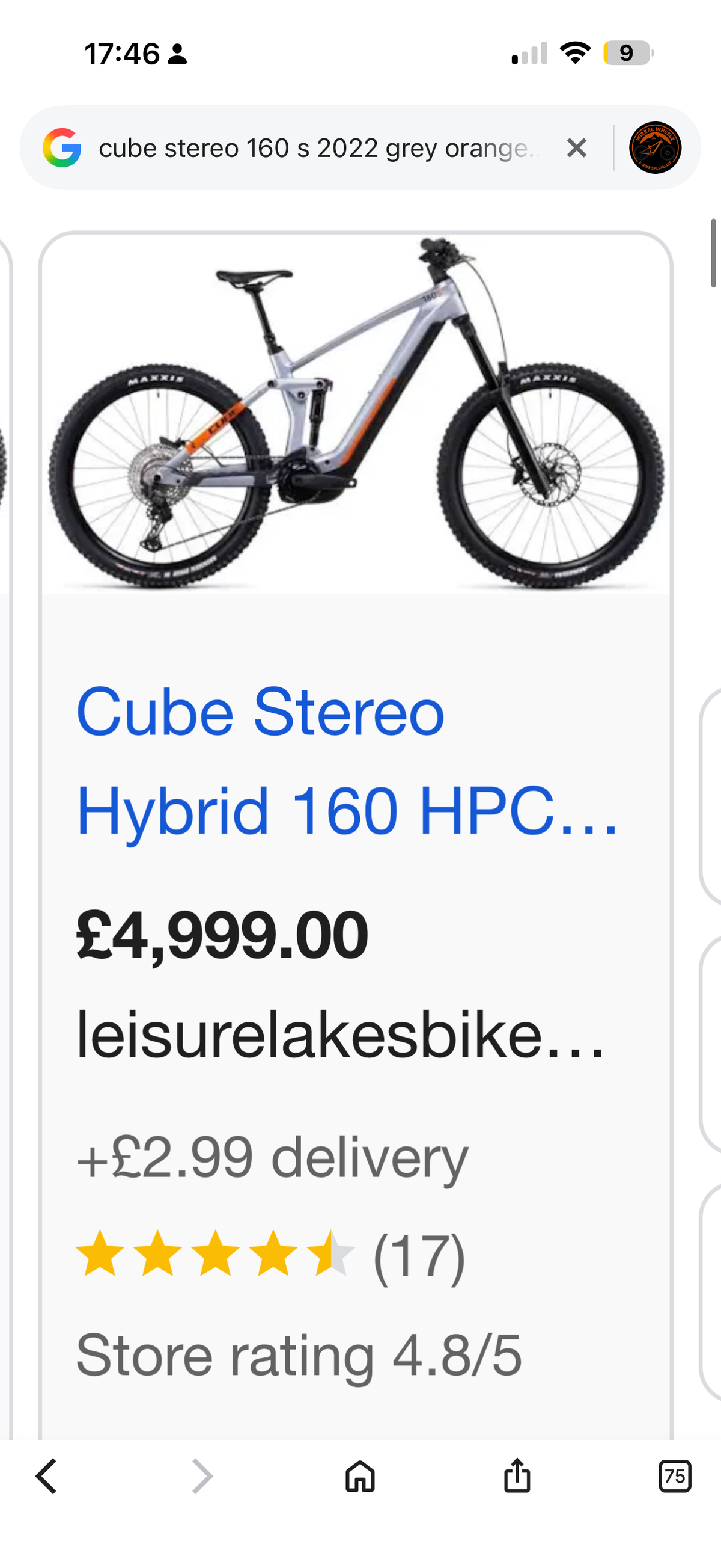 Cube Stereo Hybrid 160 HPC XL 170 miles