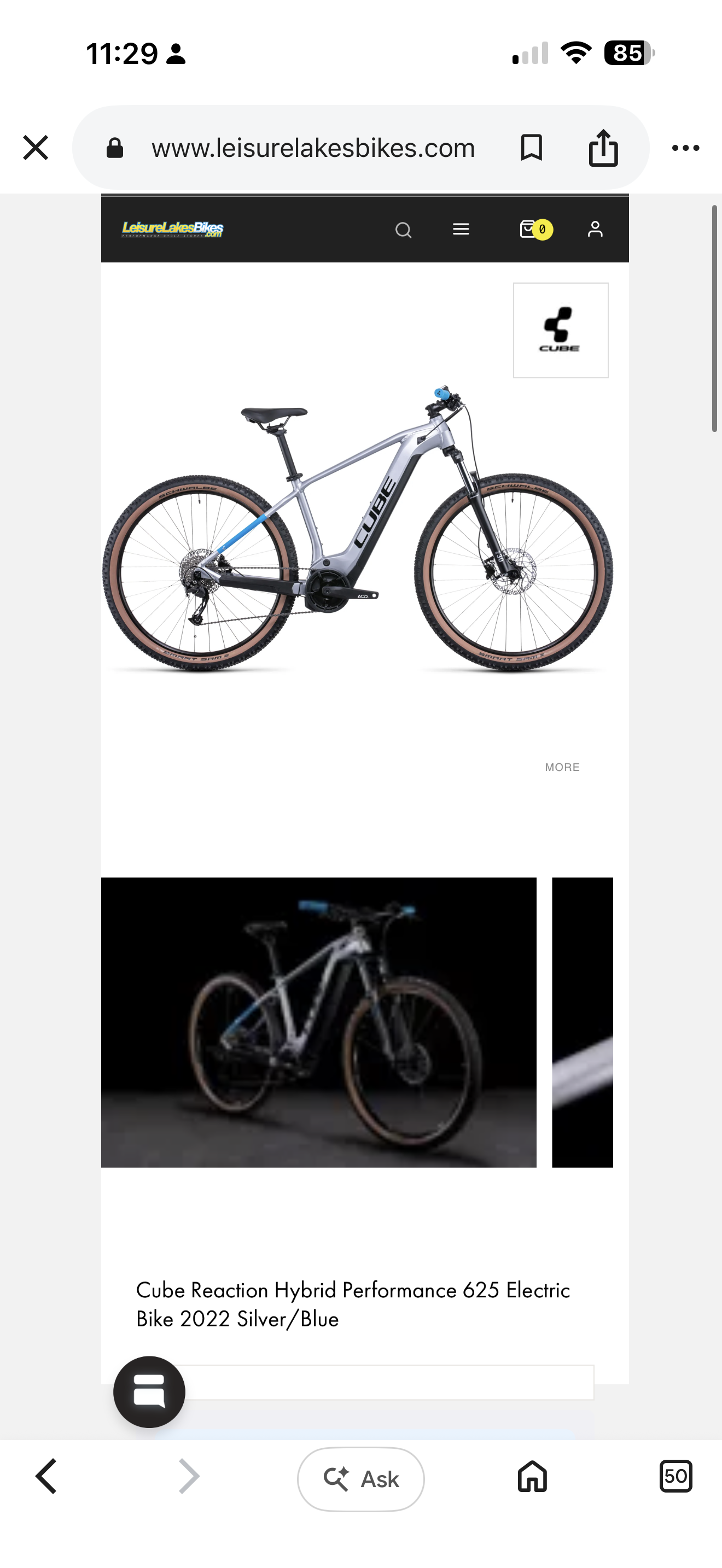 Cube Reaction Hybrid performance 500wh 2022 XXL 29er