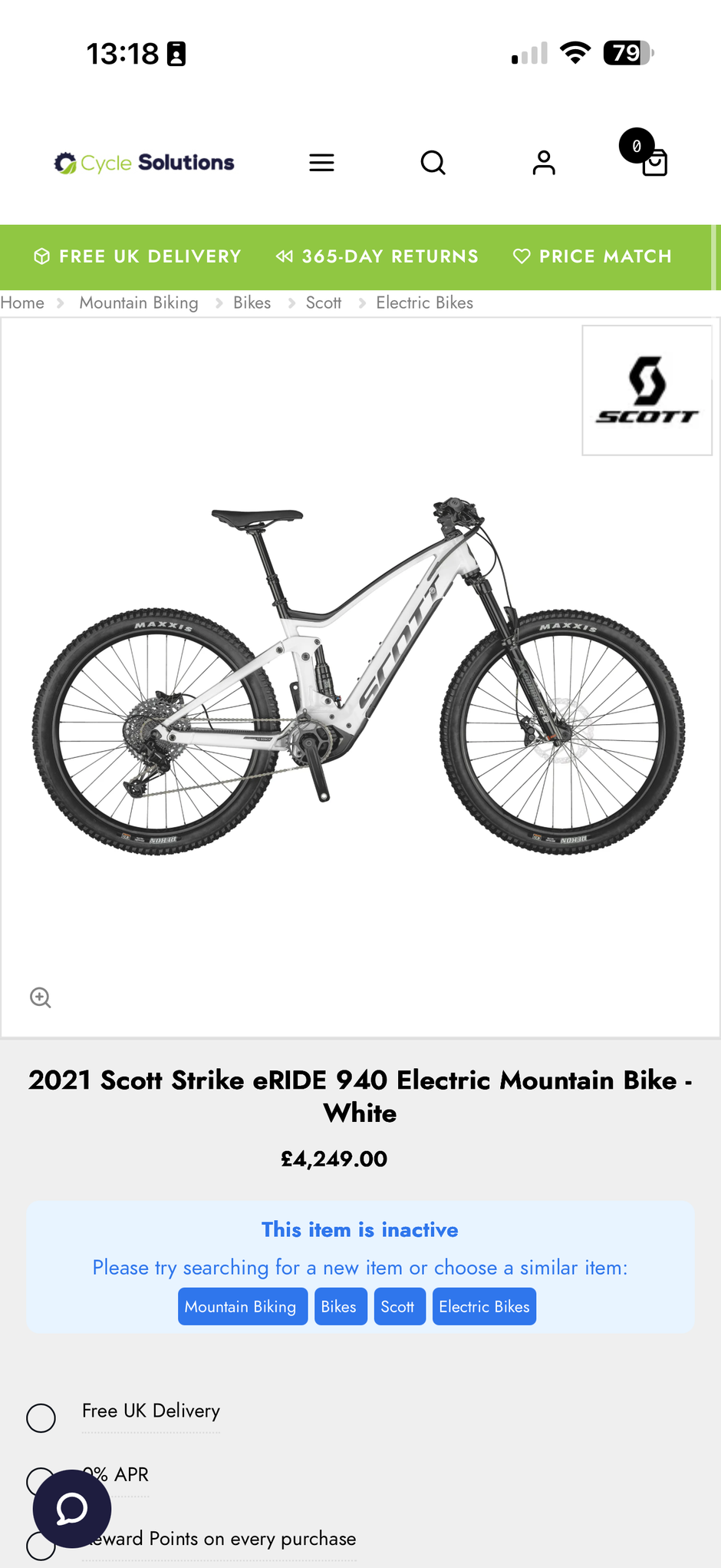 Scott Strike eRIDE 940 Electric Mountain Bike Medium