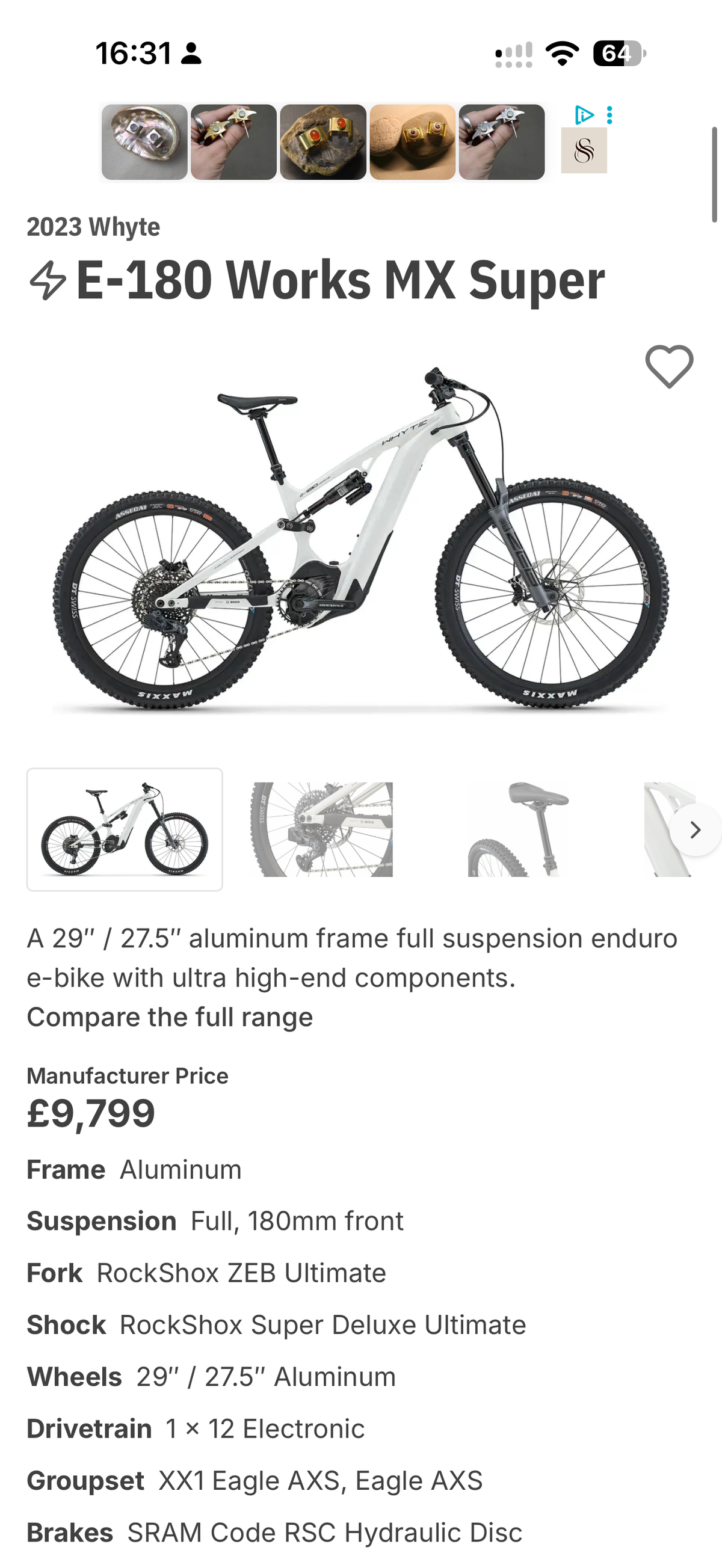 Whyte E-180 Works 2023 Large 200 miles