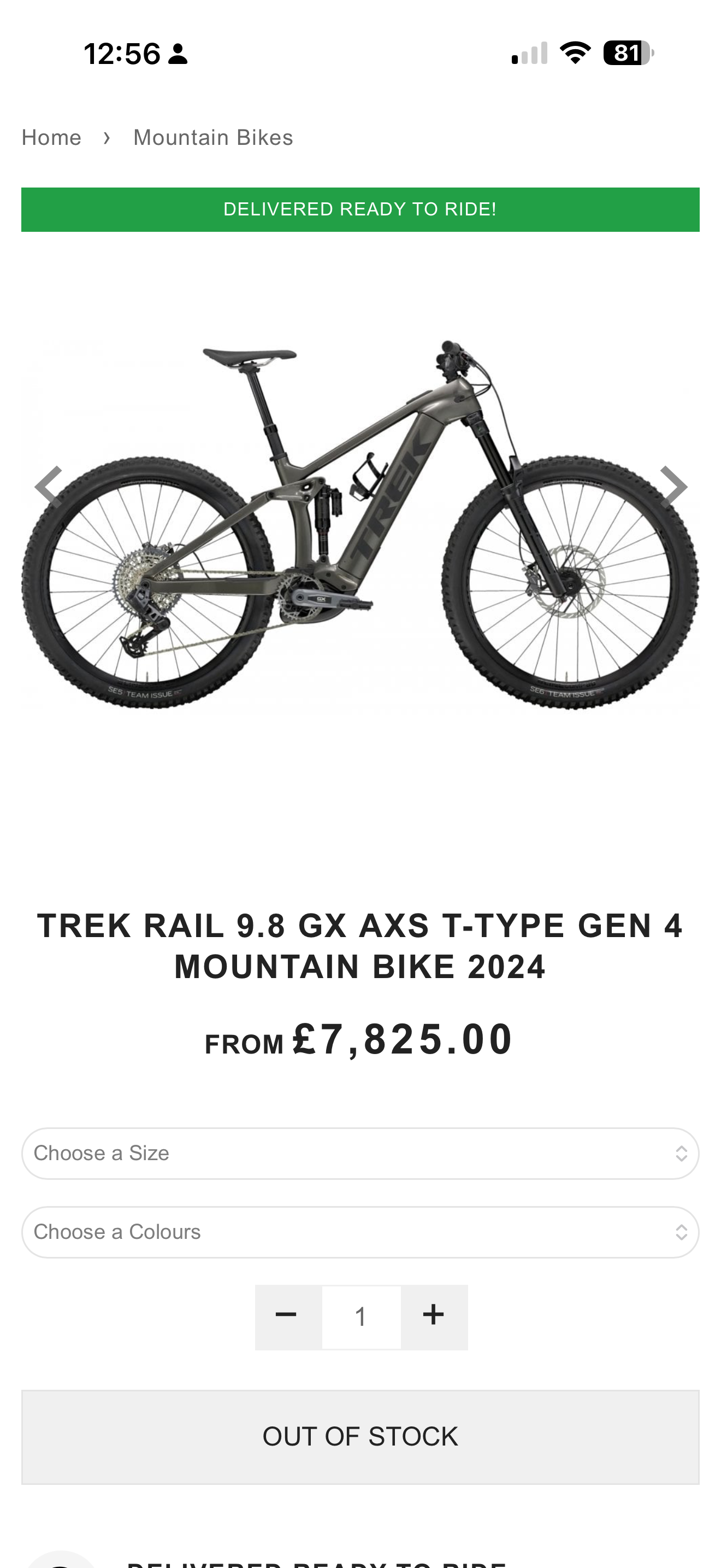 Trek Rail 9.8 AXS 750wh Smart system Medium electric mountain bike