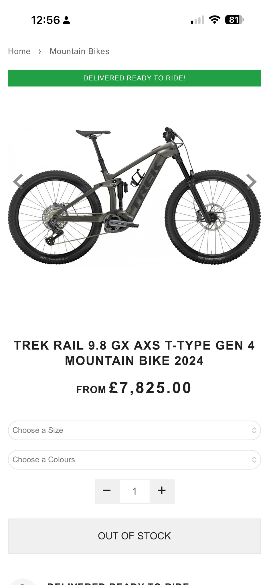 Trek Rail 9.8 AXS 750wh Smart system Medium electric mountain bike