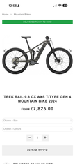 Trek Rail 9.8 AXS 750wh Smart system Medium electric mountain bike