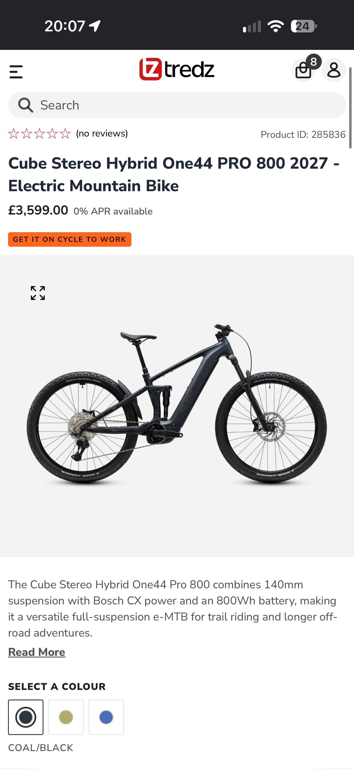 2027 Cube Stereo Hybrid One44 PRO 800 Large – Electric Mountain Bike BRAND NEW!