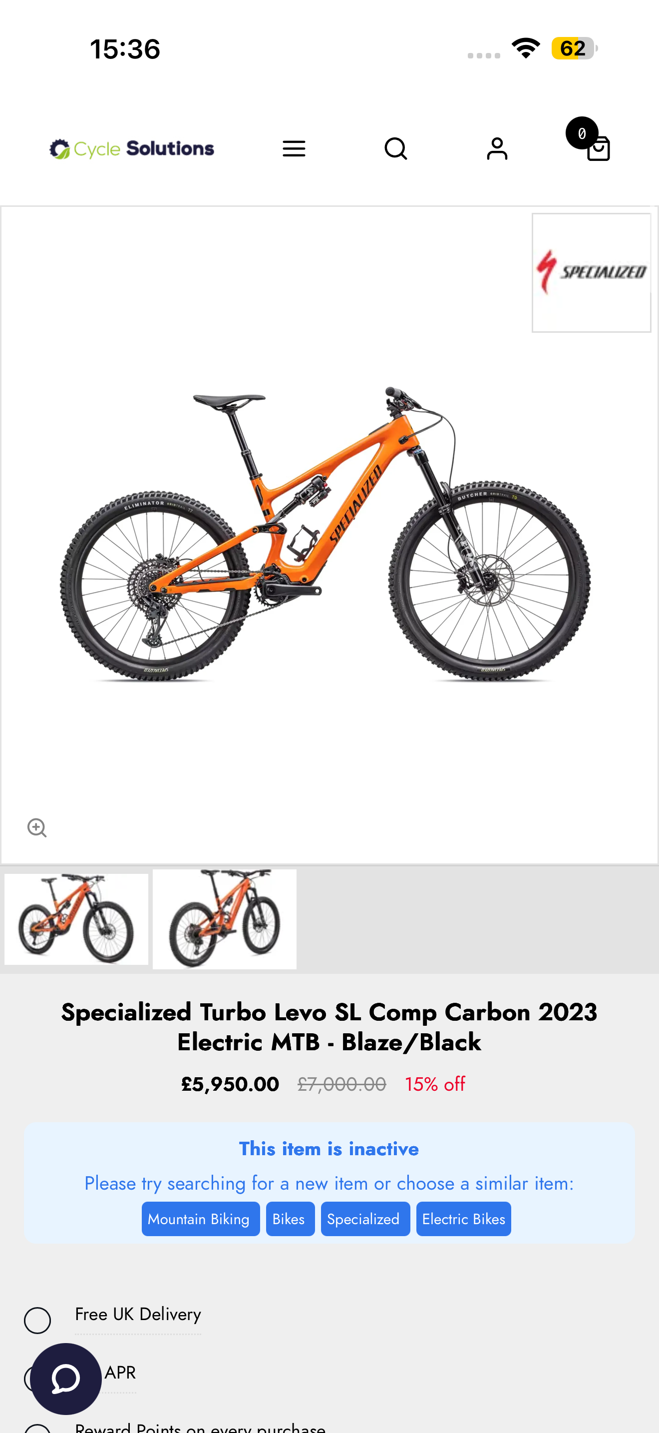 Specialized turbo levo SL comp carbon 2023 S3 medium 0 miles