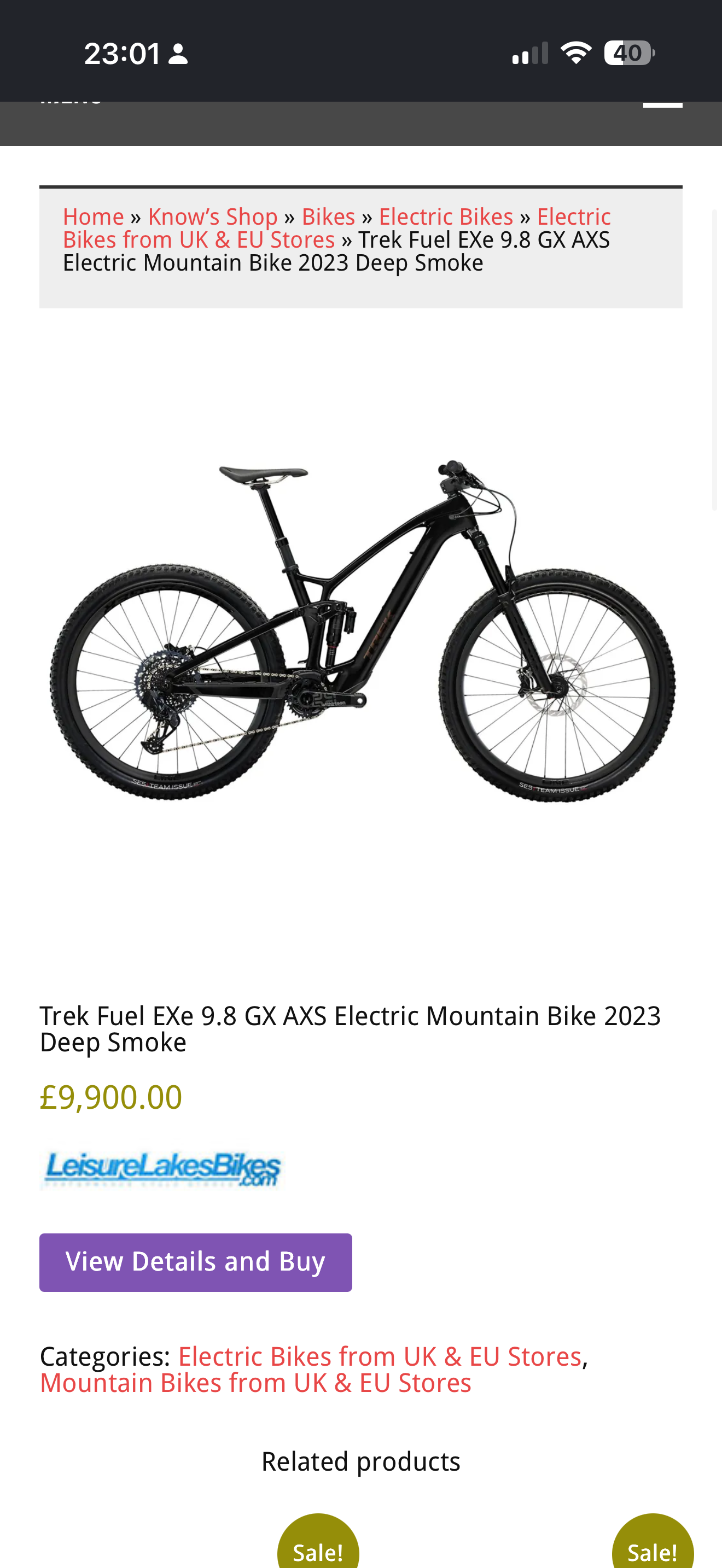 Trek Fuel Exe 9.8 GX AXS 2024 Large Electric Mountain Bike RRP £9,900!