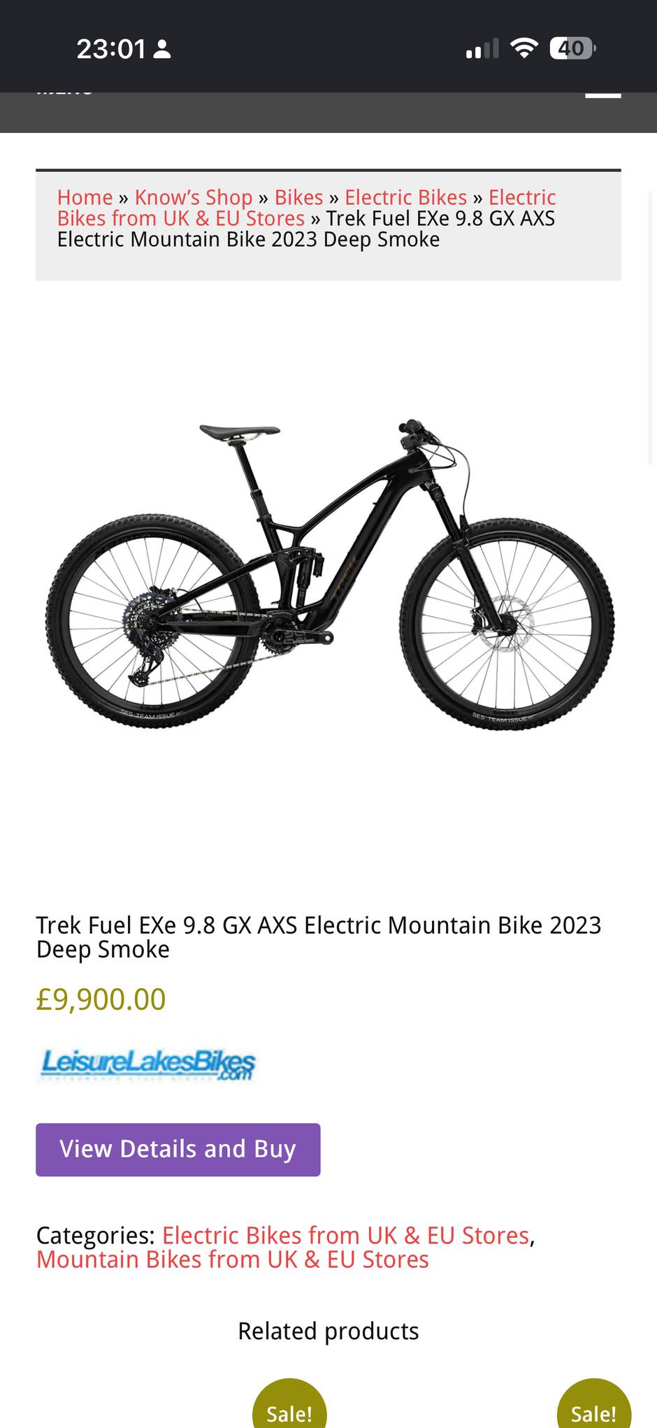 Trek Fuel Exe 9.8 GX AXS 2024 Large Electric Mountain Bike RRP £9,900!